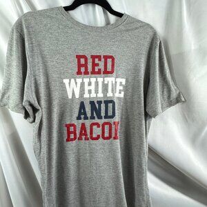 Mens Size Medium "Red White and Bacon" T-Shirt Like New